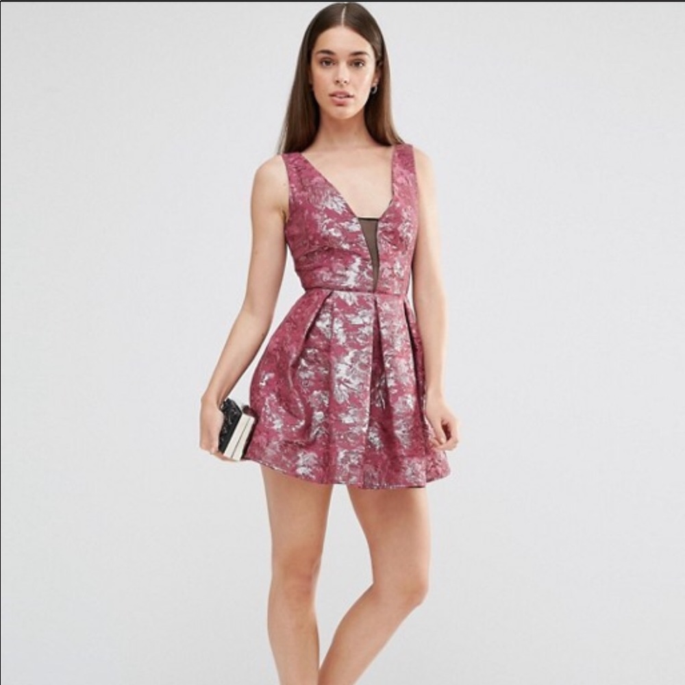 NWT Lashes‎ Fit & Flare Metallic Jacquard Sleeveless Mini Dress 14 Whimsigoth